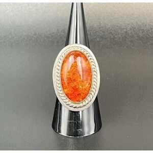 Desert Rose Trading Sterling Silver Amber Ring Size 8 3/4 Wide Band Jay King